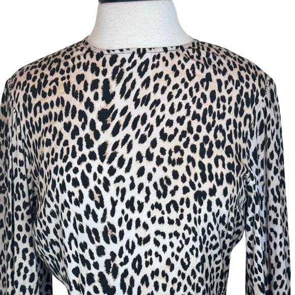MAJE Ricata Leopard Print Ruched Ruffle Skirt Mini Dress Size FR 40 / US 8 - Picture 4 of 15